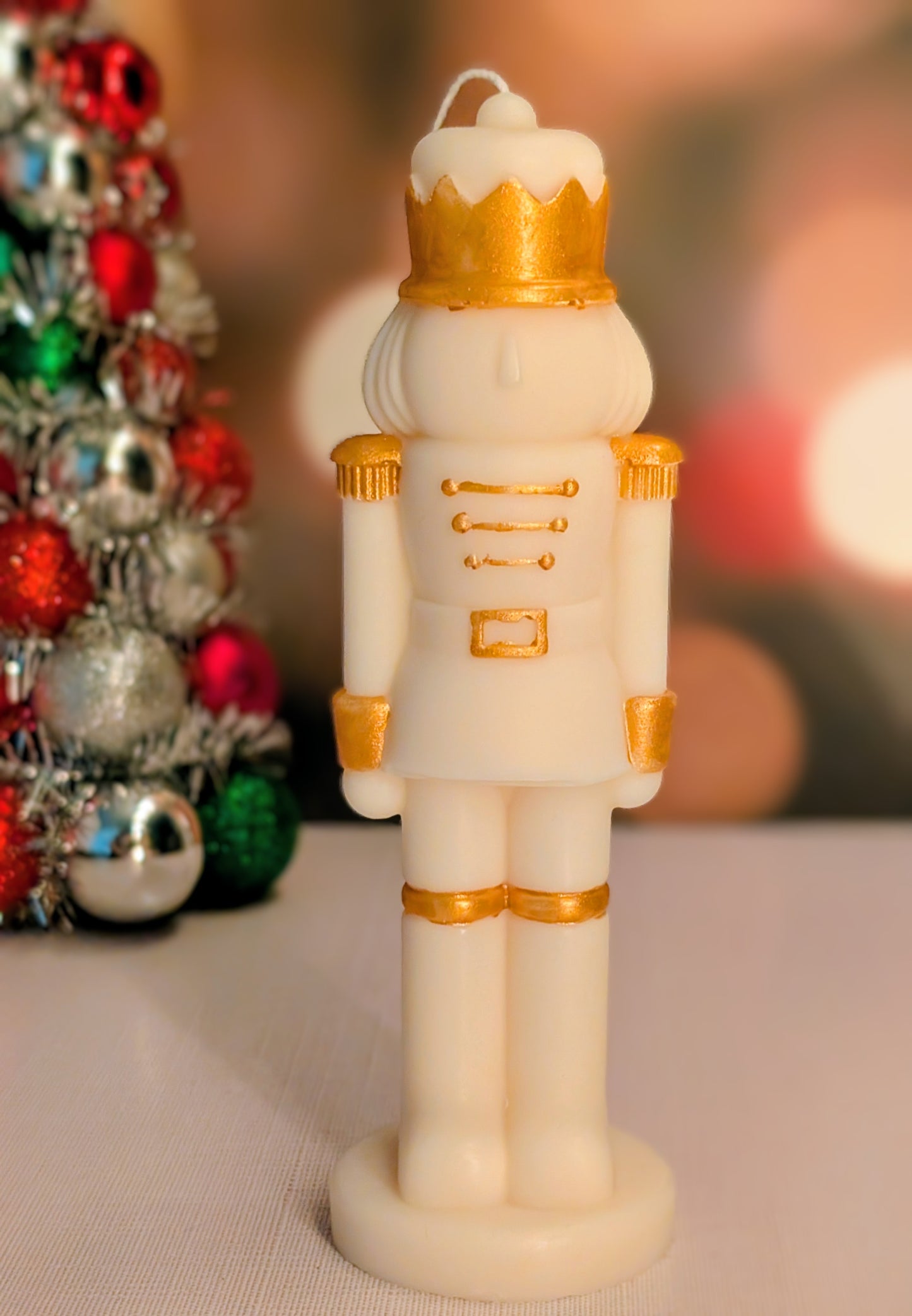 Nutcracker Guard Pillar Candle – Hand-Painted Holiday Decor