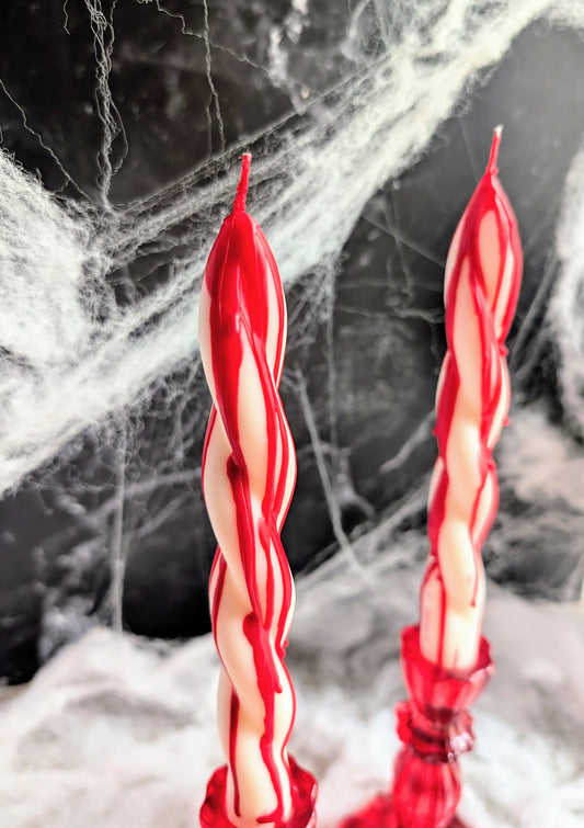 Bloody Unicorn Horn Taper Candle – 8" Unscented Gothic Halloween Décor | Fantasy Taper Candle